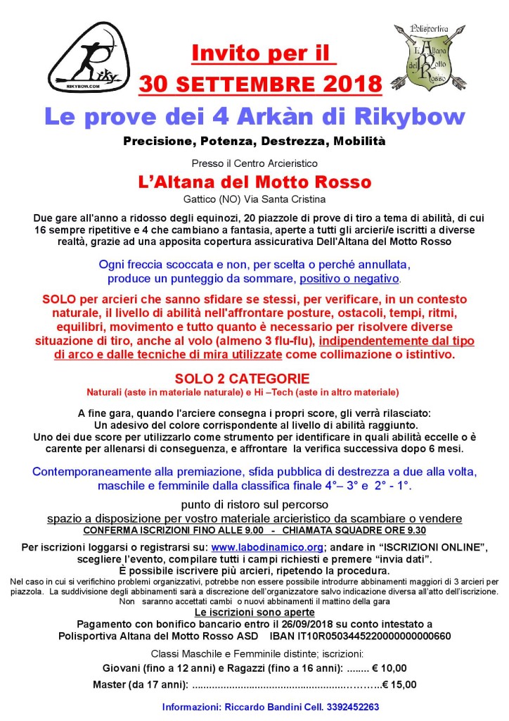 Volantino Le prove dei 4 Arkàn di Rikybow 30 Settembre 2018_1